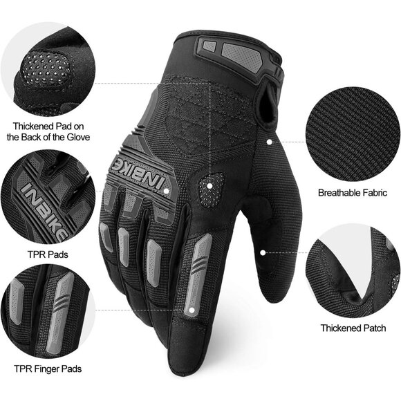 Inbike Men's Grey Wear Resistant Breathable Mtb Touchscreen Motorcycle Gloves - Picture 5 of 8